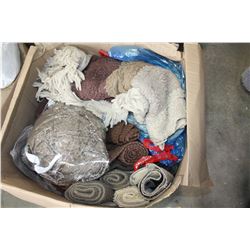 LARGE BOX OF TOWELS CARPETS AND BLANKET