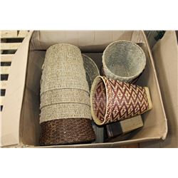 LARGE BOX OF WICKER BASKETS