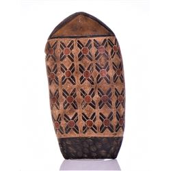 African polychrome painted solid wood shield.