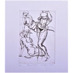 De Villen etching 2008  Three Nudes  Abstract