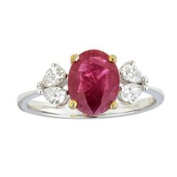 1.76 ctw Ruby and Diamond Ring - 18KT White and Yellow Gold