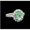 Image 1 : 2.61 ctw Emerald and Diamond Ring - 14KT White Gold