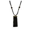 Image 2 : Bamboo Leather Tassel Necklace - Gold Plated