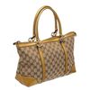 Image 2 : Gucci Beige Brown Canvas Gold Leather Monogram Shoulder Bag