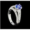 Image 4 : 1.01 ctw Blue Sapphire And Diamond Ring - Platinum