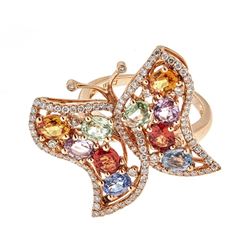 3.93 ctw Multi-color Gemstone Ring - 18KT Rose Gold