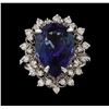 Image 2 : 7.60 ctw Tanzanite and Diamond Ring - 14KT White Gold