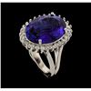 Image 4 : 14.35 ctw Tanzanite and Diamond Ring - 14KT White Gold