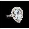 4.65 ctw Aquamarine and Diamond Ring - 14KT White Gold