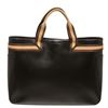 Gucci Black Brown Leather Double Handle Tote Bag