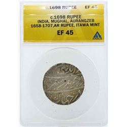 c.1698 India Rupee Mughal Coin ANACS EF45
