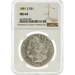 1881-S NGC MS64 Morgan Silver Dollar