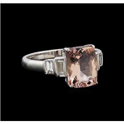 2.09 ctw Morganite and Diamond Ring - 14KT White Gold