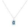 Image 1 : 14KT White Gold 6.50 ctw Topaz and Diamond Pendant With Chain