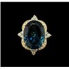 Image 2 : 14KT Yellow Gold 17.39 ctw Topaz and Diamond Ring