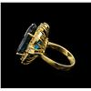 Image 3 : 14KT Yellow Gold 17.39 ctw Topaz and Diamond Ring