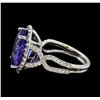 Image 3 : 8.44 ctw Tanzanite and Diamond Ring - 14KT White Gold