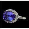 Image 1 : 8.84 ctw Tanzanite and Diamond Ring - 14KT White Gold