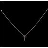 Image 2 : 0.31 ctw Diamond Cross Pendant With Chain - 14KT White Gold