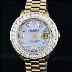 Rolex Ladies 18K Yellow Gold President Mother Of Pearl 2.15 ctw Diamond Wristwat