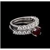 Image 1 : 14KT White Gold 1.62 ctw Ruby and Diamond Wedding Set