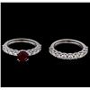 Image 2 : 14KT White Gold 1.62 ctw Ruby and Diamond Wedding Set