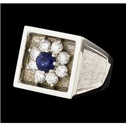 1.71 ctw Sapphire and Diamond Ring - 14KT White Gold