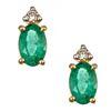 Image 1 : 0.83 ctw Emerald and Diamond Earrings - 14KT Yellow and White Gold