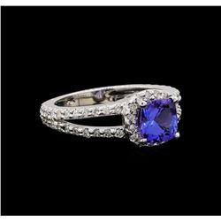 14KT White Gold 1.47 ctw Tanzanite and Diamond Ring