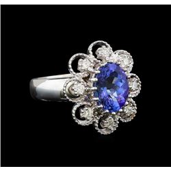 14KT White Gold 1.73 ctw Tanzanite and Diamond Ring