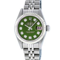 Rolex Stainless Steel Diamond Quickset DateJust Ladies Watch