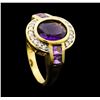 Image 4 : 2.25 ctw Amethyst and Diamond Ring - 14KT Yellow Gold