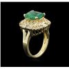 Image 3 : 2.90 ctw Emerald and Diamond Ring - 14KT Yellow Gold