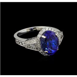 18KT White Gold 5.05 ctw Tanzanite and Diamond Ring