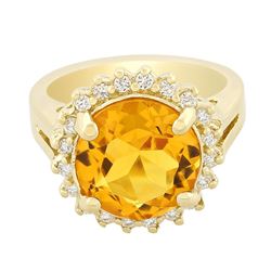 14KT Yellow Gold 4.38 ctw Citrine and Diamond Ring