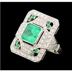 3.50 ctw Emerald and Diamond Ring - Platinum