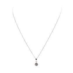 0.25 ctw Diamond Pendant with Chain - 14KT White Gold