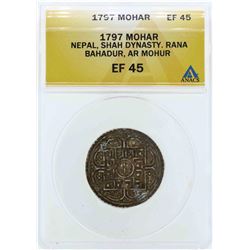 1797 Nepal Shah Dynasty Mohoar Coin ANACS EF45