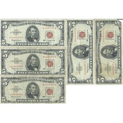 1963 $5 Red Seal Bill Lot of 10