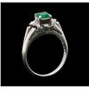 Image 4 : 0.60 ctw Emerald and Diamond Ring - Platinum