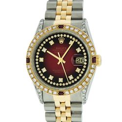 Rolex Two-Tone 1.65 ctw Diamond and Ruby DateJust Men's Watch