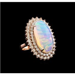 16.01 ctw Opal and Diamond Ring - 14KT Rose Gold