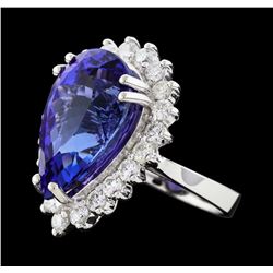 14.11 ctw Tanzanite and Diamond Ring - 14KT White Gold