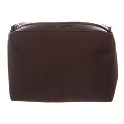 Ferragamo Brown Canvas Leather Pouch