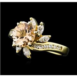 1.24 ct. Morganite and Diamond Ring - 14KT Yellow Gold