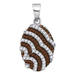 0.33 CTW Cognac-brown Color Diamond Oval Pendant 10KT White Gold - REF-19X4Y