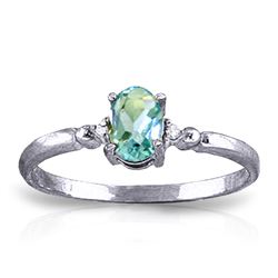 Genuine 0.46 ctw Blue Topaz & Diamond Ring Jewelry 14KT White Gold - REF-27T3A