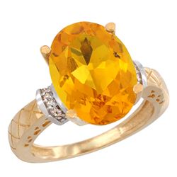 Natural 5.53 ctw Citrine & Diamond Engagement Ring 10K Yellow Gold - REF-44R6Z