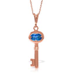 Genuine 0.50 ctw Blue Topaz Necklace Jewelry 14KT Rose Gold - REF-32V8W