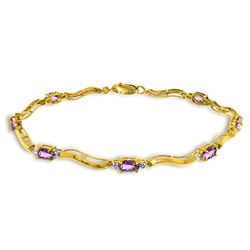 Genuine 2.16 ctw Amethyst & Diamond Bracelet Jewelry 14KT Yellow Gold - REF-76Y7F